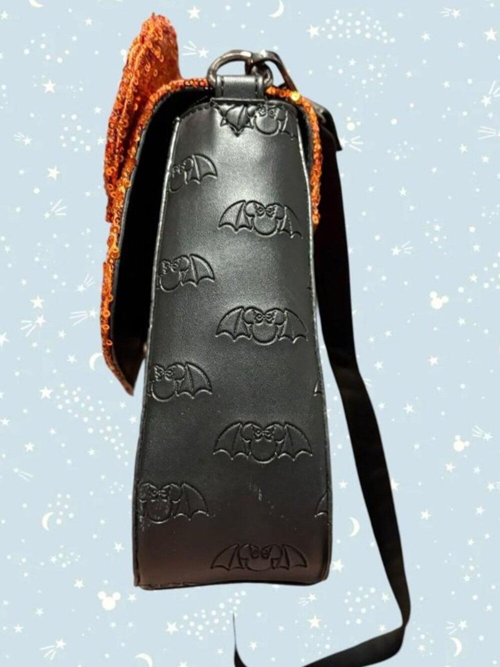 Disney x Loungefly Minnie Mouse Halloween black & orange sequin crossbody bag - Picture 5 of 7